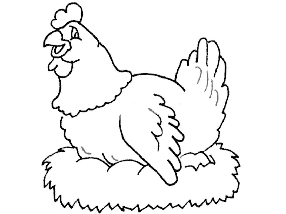 Раскраска Курица для детей (курица, домашние)