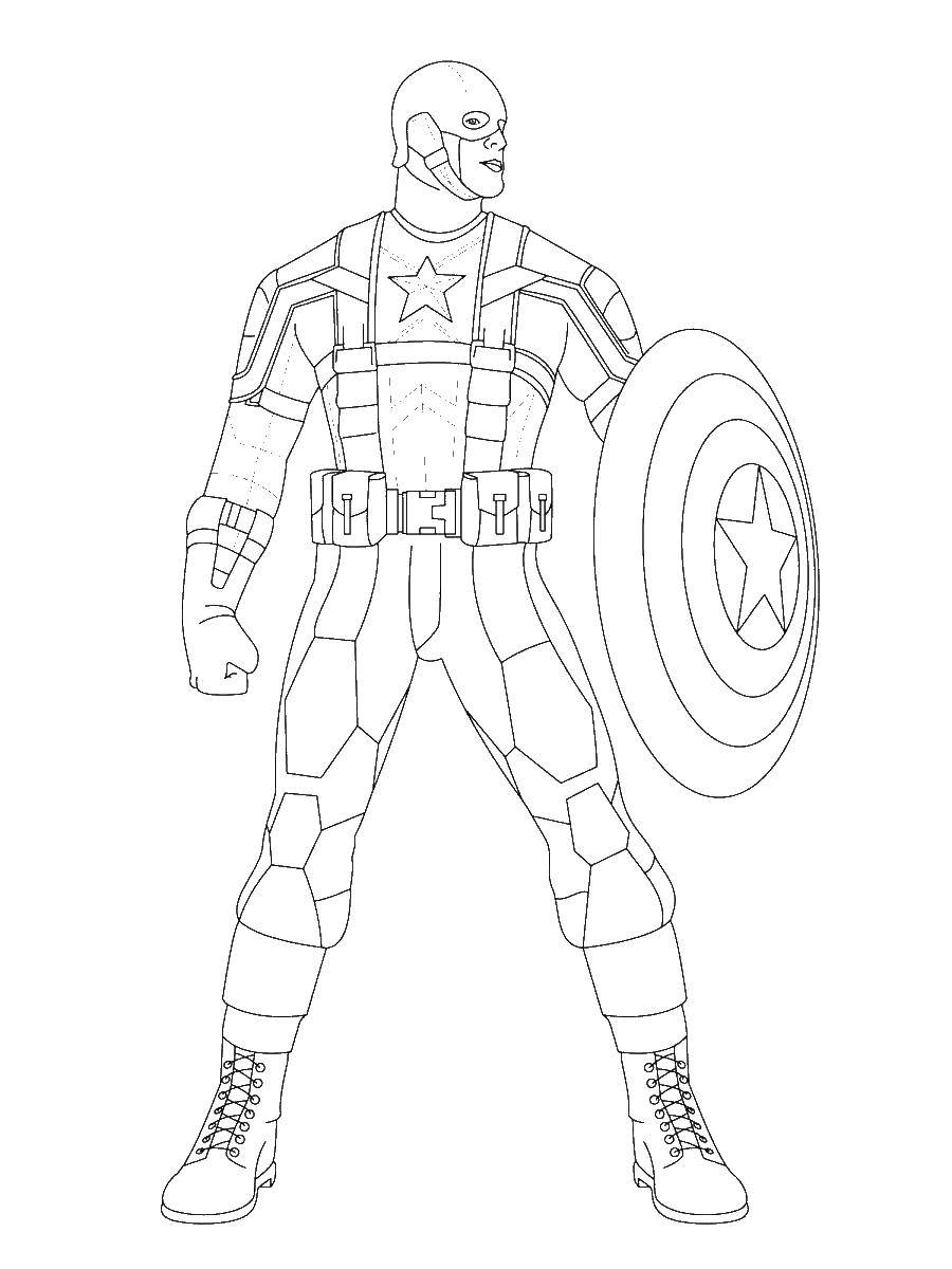 Раскраски Марвел с Капитаном Америка (Марвел, капитан)