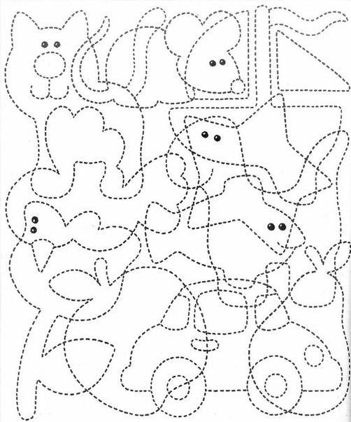Раскраска по контуру - жираф (фигуры)
