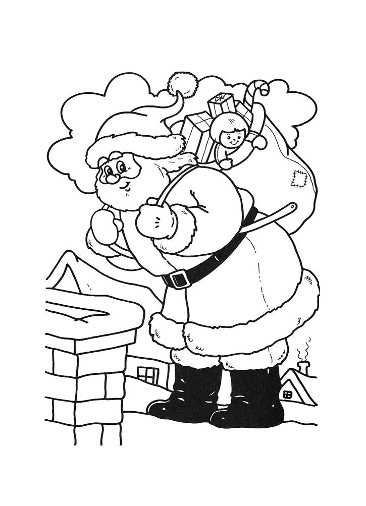 Раскраска с Дедом Морозом и снегурочкой