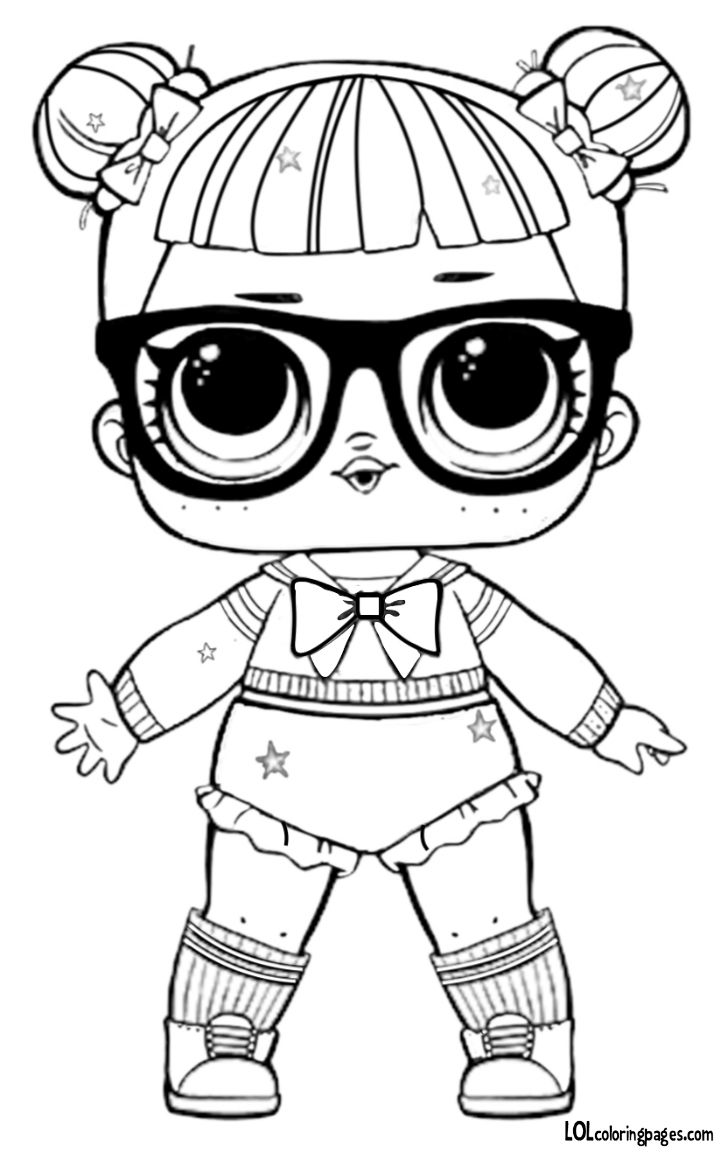 Раскраска куклы Лол Тичерс Пет и других кукол Лол: пижама, школьная форма, очки (куклы, лол, очки)