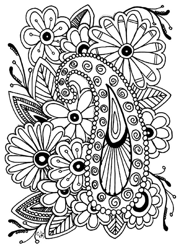 Раскраска с антистресс узорами и цветами (антистресс, цветы)