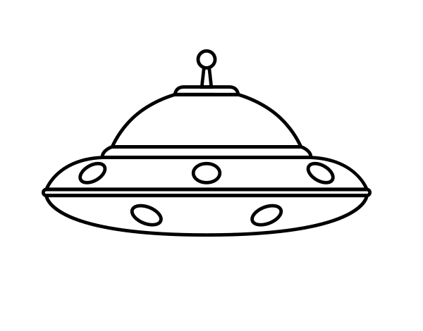 Раскраска инопланетного космического летательного аппарата для мальчиков (инопланетные, космические)