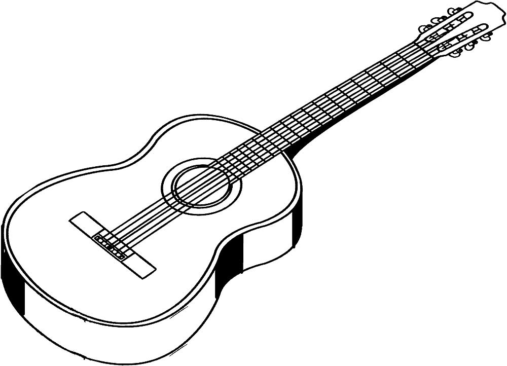 Раскраски с гитарами: классическая, рок и двойная гитара для детей (гитара, рок)