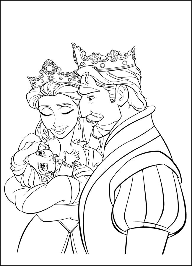 Раскраска с изображением Рапунцель и Флинна из мультфильма (Рапунцель)