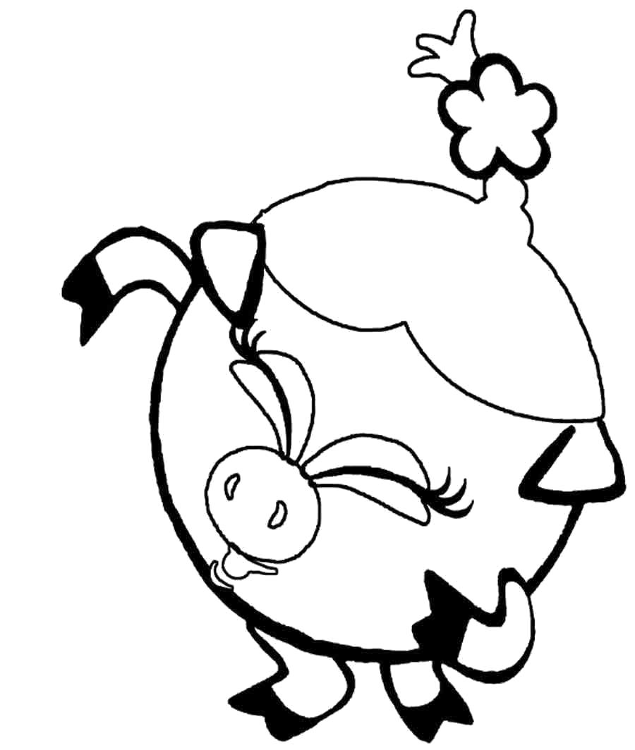 Раскраска с Нюшей из мультфильма Смешарики для девочек (Смешарики, Нюша)