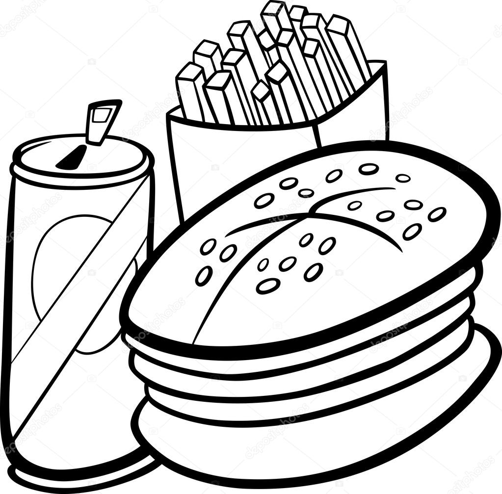 Раскраска с изображением вредной еды