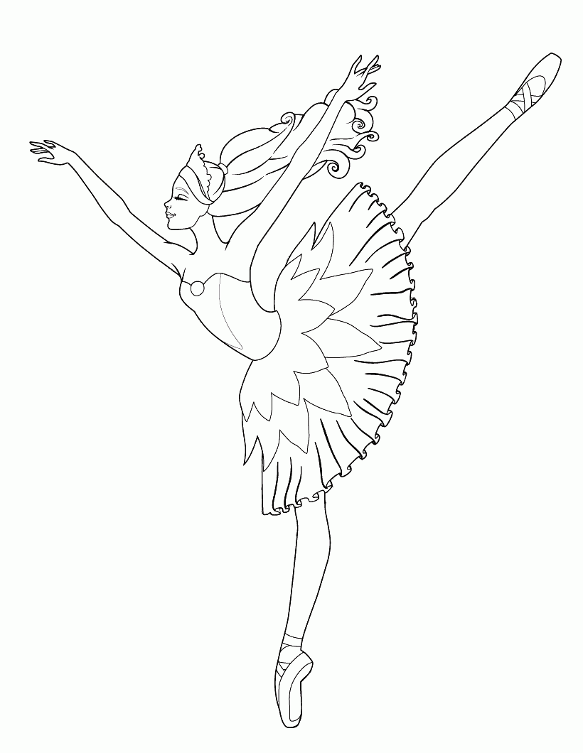 Детская раскраска с изображением балерины для вырезания
