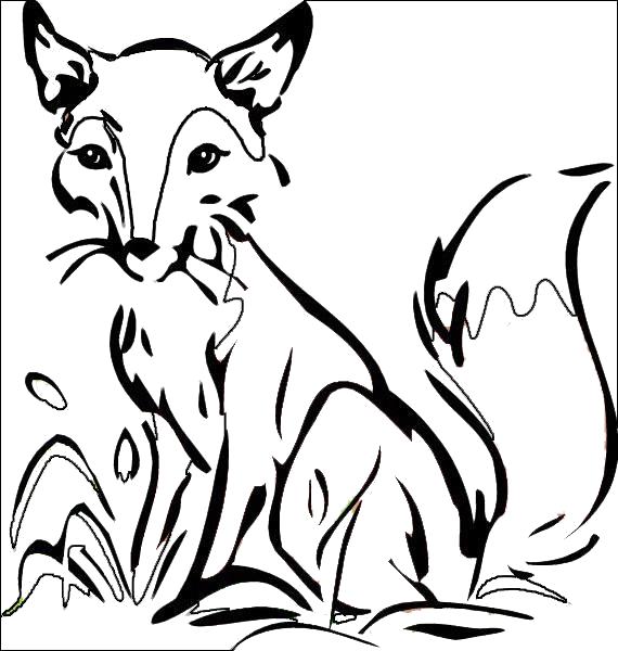 Раскраска дикого животного лиса для детей (лиса)