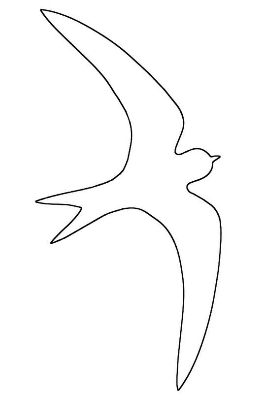 Раскраски шаблоны ласточка контур, птица контур для вырезания из бумаги (шаблоны, ласточка, контур, птица)