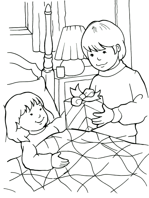 Раскраска с детьми во время игры (дружба)