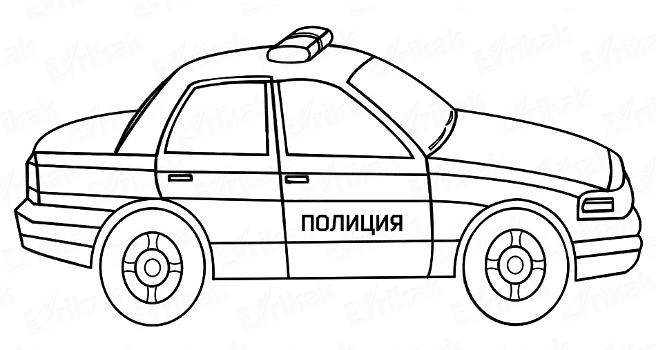 Раскрашенная картинка полицейской машины для детей (полицейские, машины)