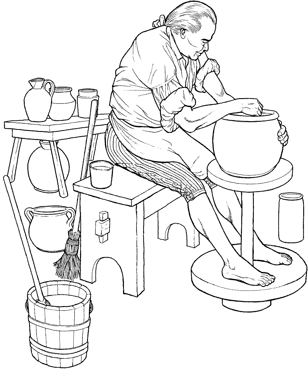 Раскраска труды человека (ремесло, работа, ручная, труд)