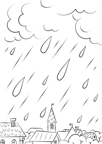 Раскраска с изображением весеннего дождя (весенний, развивающие, сказки)