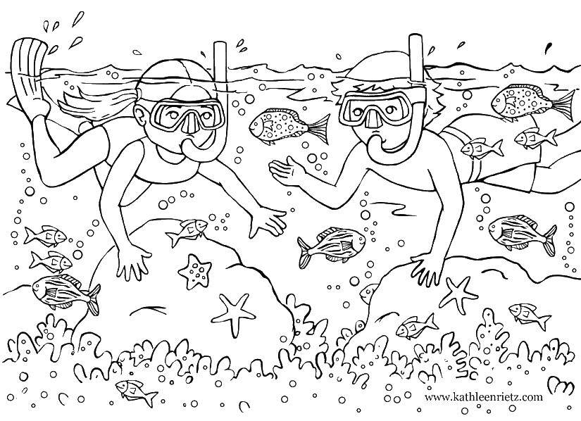 Раскраска морского подводного мира с изображением рыбы (рыба)