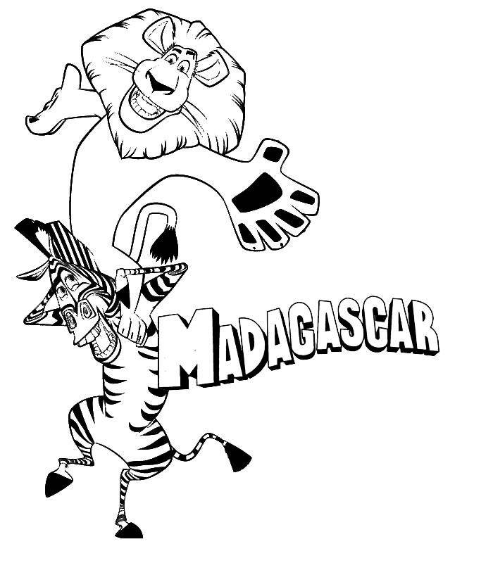 Раскраска Мадагаскар Лев, Зебра, Алекс, Марти (мадагаскар, Алекс, Марти, задания)