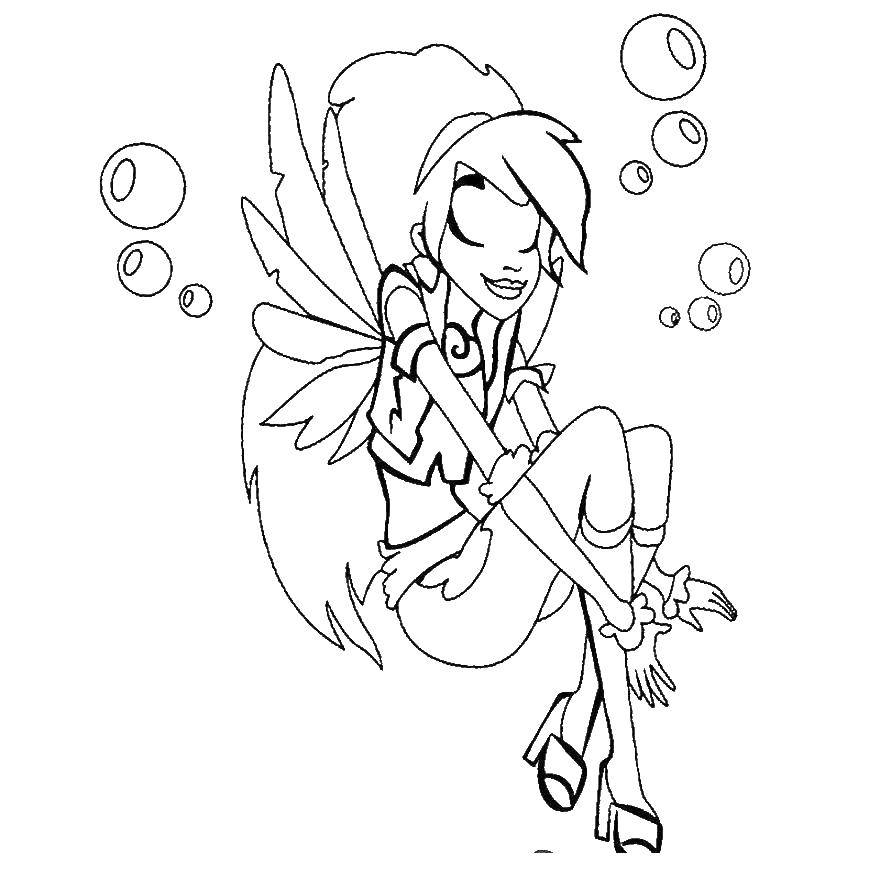 Раскраска с изображением ангела Сладкой для девочек (ангелы, мультфильмы)