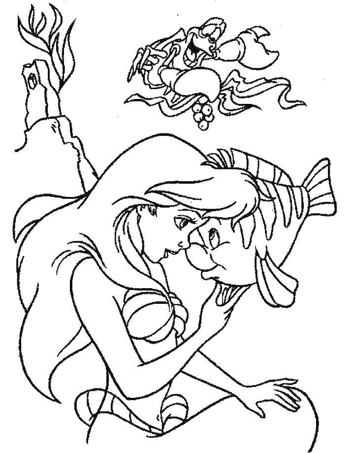 Раскраска для девочек: Ариэль, русалка (Ариэль, русалка, распечатки)