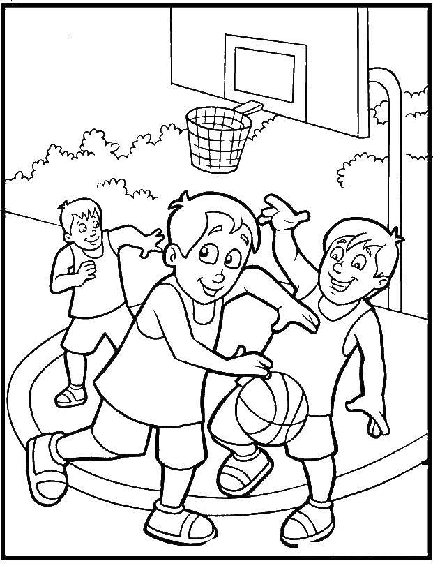 Раскраска баскетбольного мяча (баскетбол, игра)