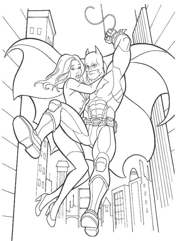 Раскраска супергерои - Бэтмен и девушка (Бэтмен, девушка, развивающие)