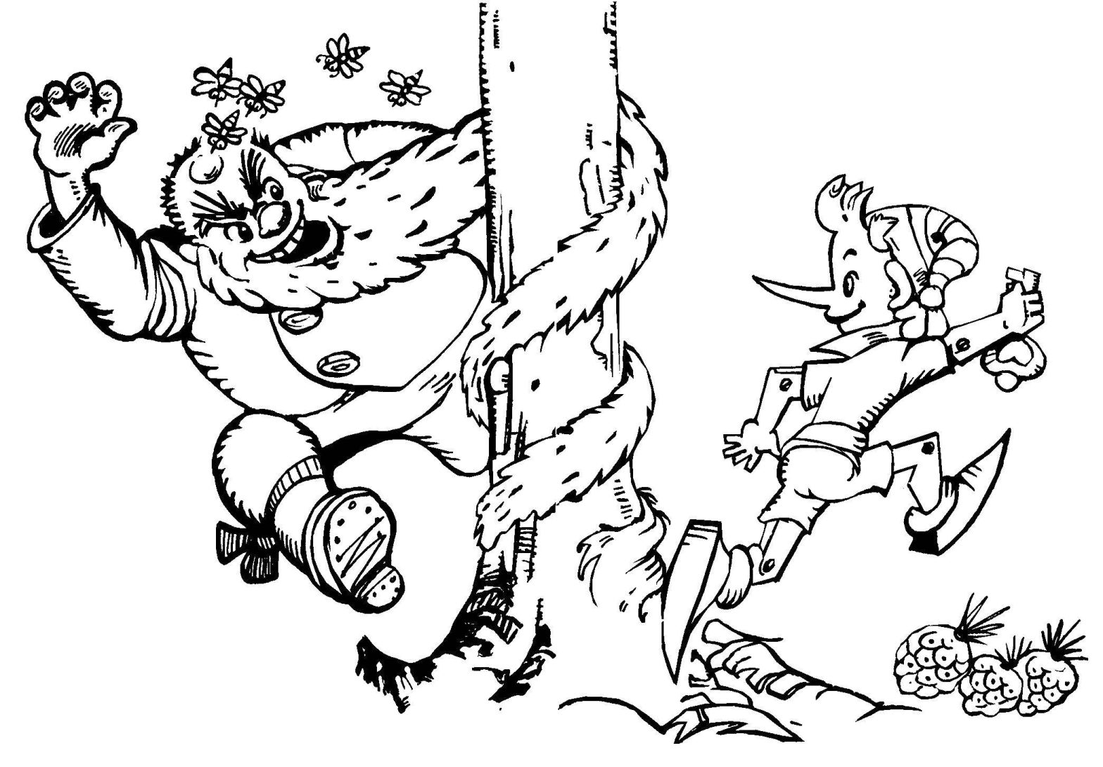 Раскраска с изображением главного героя мультфильма Золотой Ключик Буратино (мультфильм, задания, буратино)