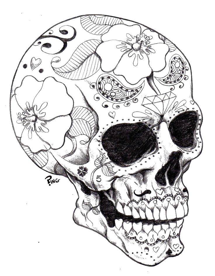Раскрашенный череп с цветами (узоры)