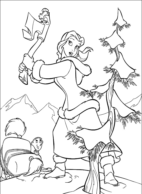 Девушка рубит дерево в раскрасках для детей мальчиков (девушка)