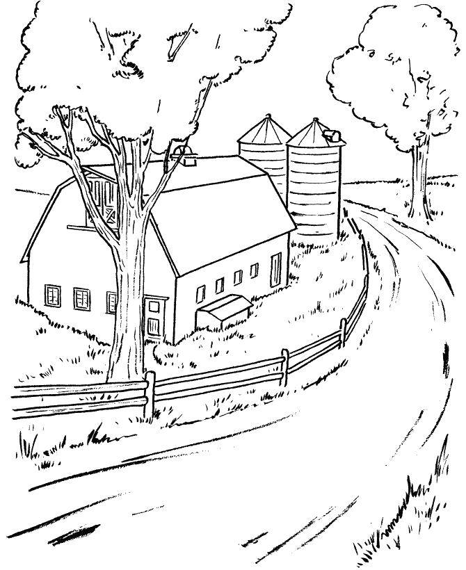 Раскраска с изображением фермы и животных