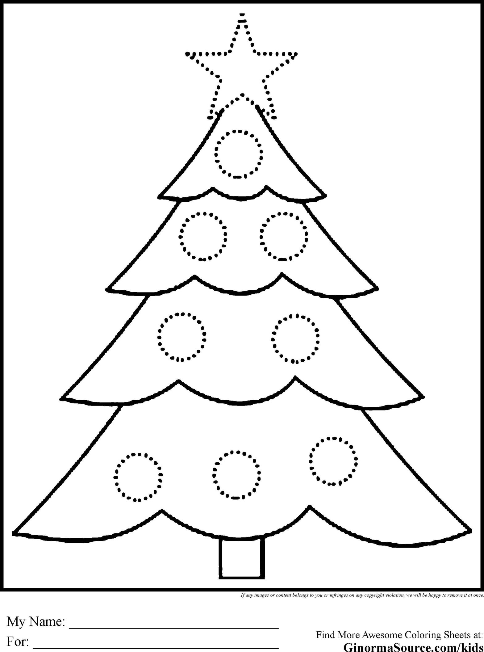 Раскраска рождество с елкой, игрушками и звездой (елка, игрушки, звезда)
