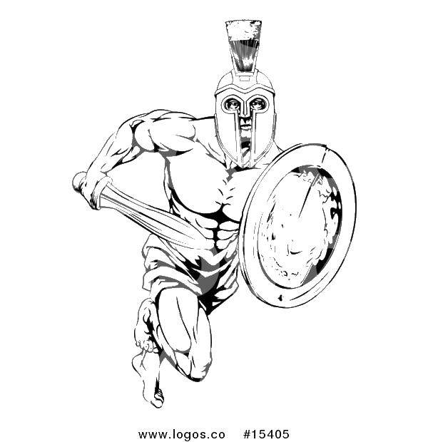 Раскраска гладиатора в древнем Риме с шлемом и доспехами (доспехи)