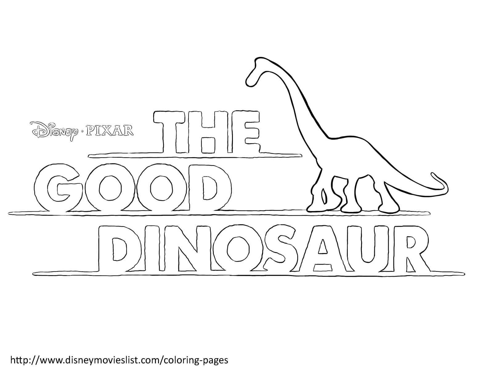 Раскраска с изображением Диснеевских мультфильмов и динозавров (Диснеевские, мультфильмы, динозавры)