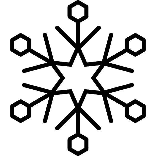 Контур снежинки снег - раскраска для детей (снежинка, снег)
