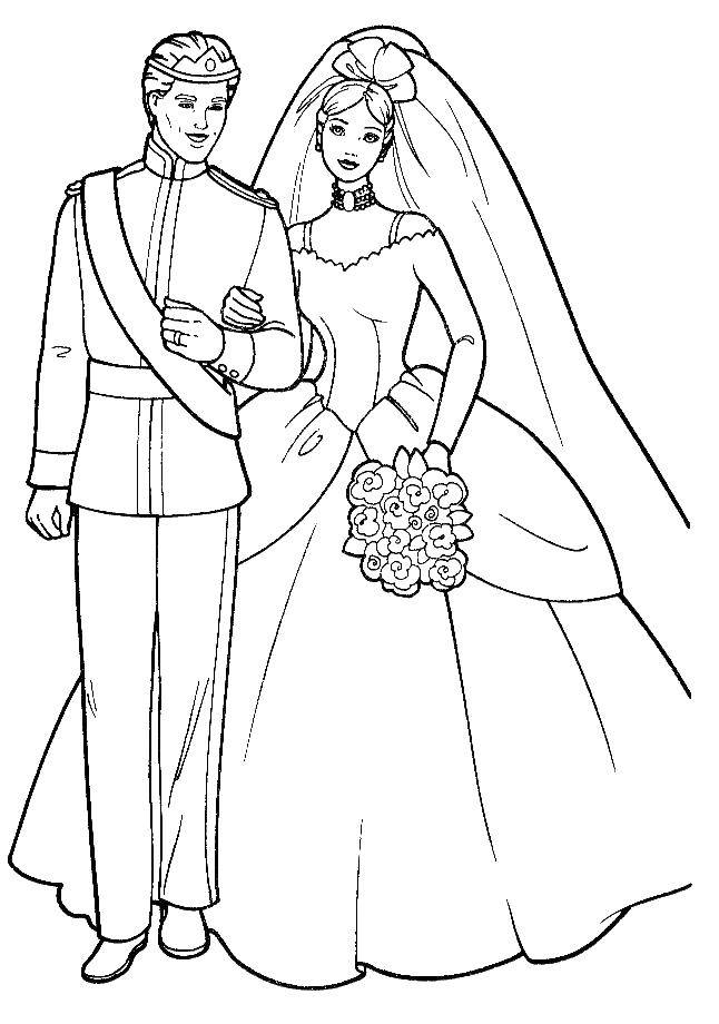 Раскраска Королевской свадьбы (Королевская, платья, костюмы, украшения)