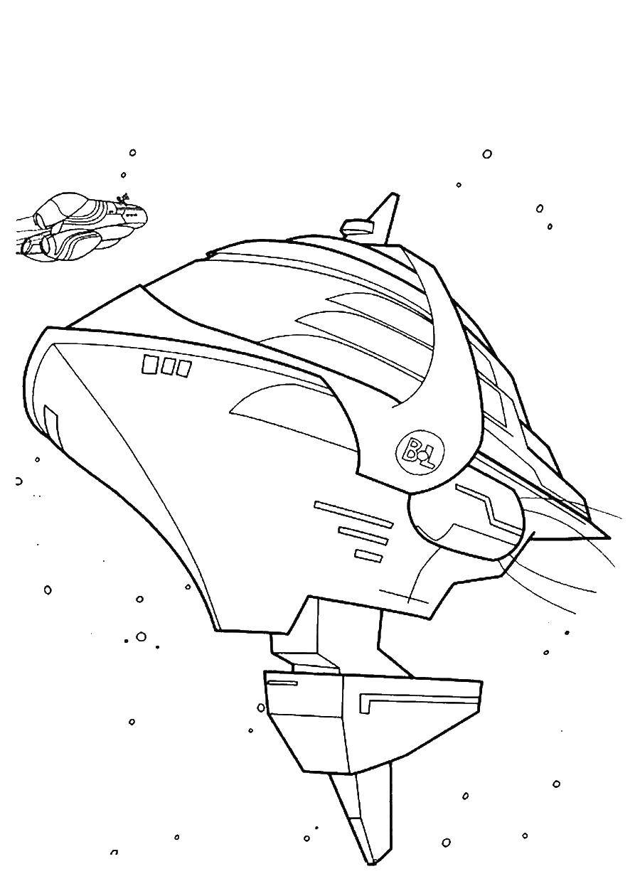 Раскрашенный рисунок ВАЛЛ И космос, корабль, робот (ВАЛЛ, корабль, робот)