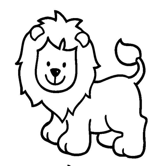 Раскраска львенка с гривой для детей (львенок, грива)