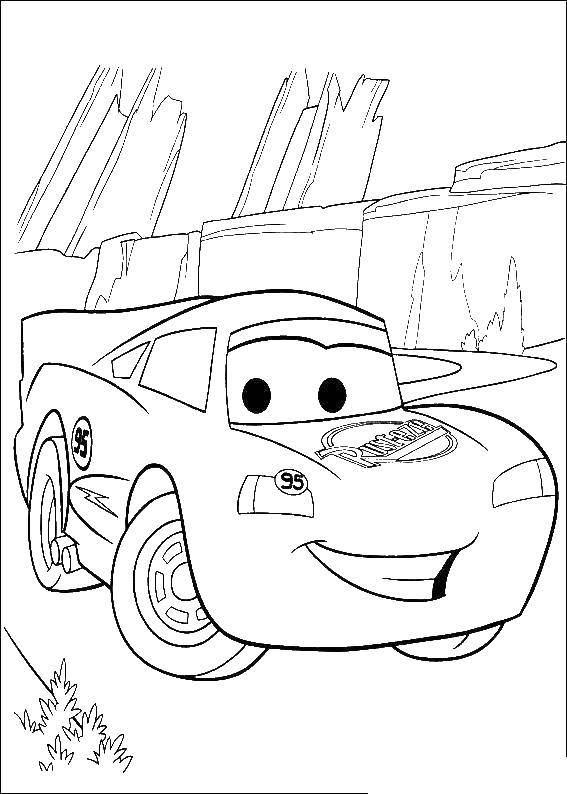 Раскраска с изображением машины из мультфильма Тачки (мультфильмы, Тачки)