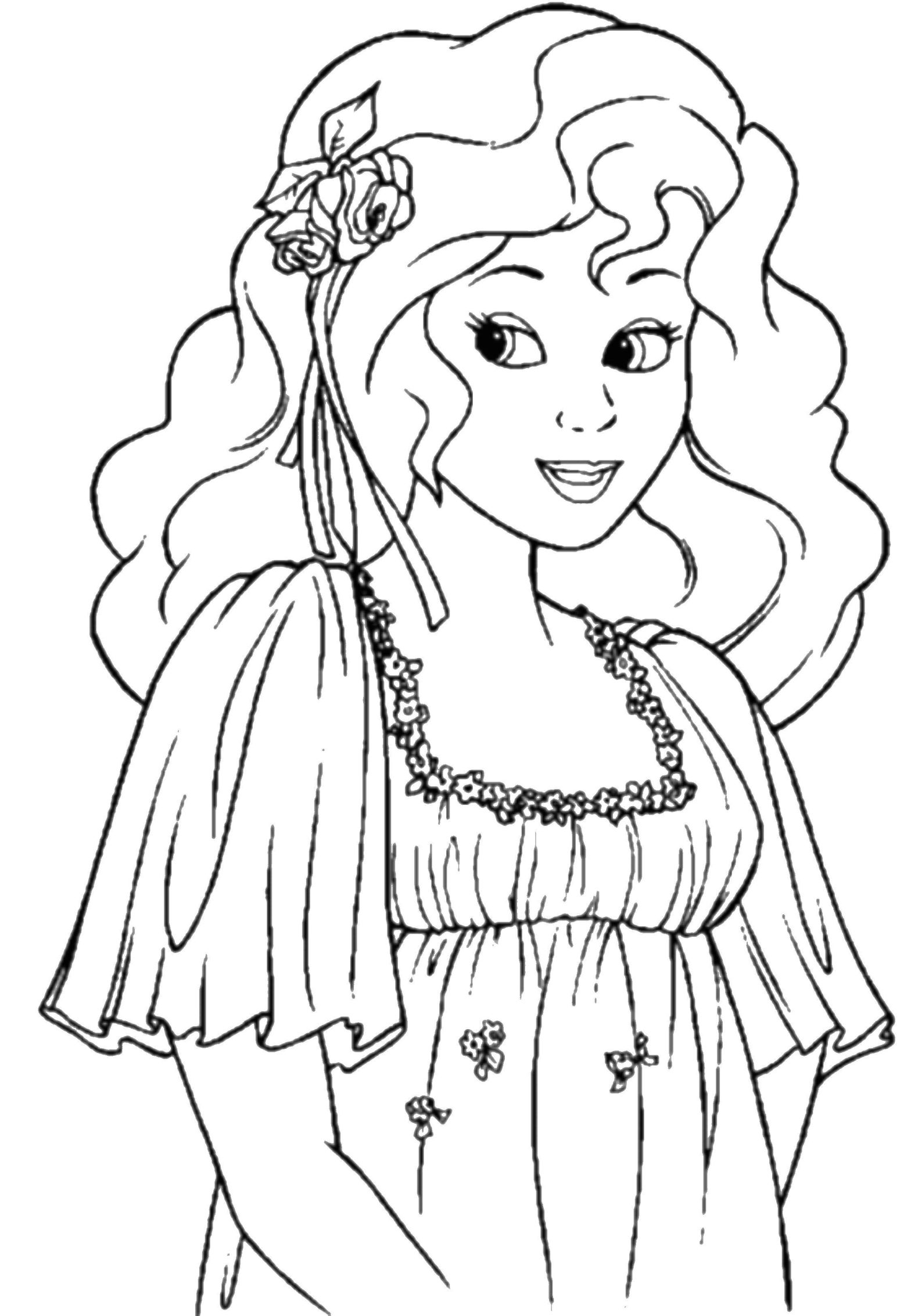 Раскраска с принцессой в платье (платье)
