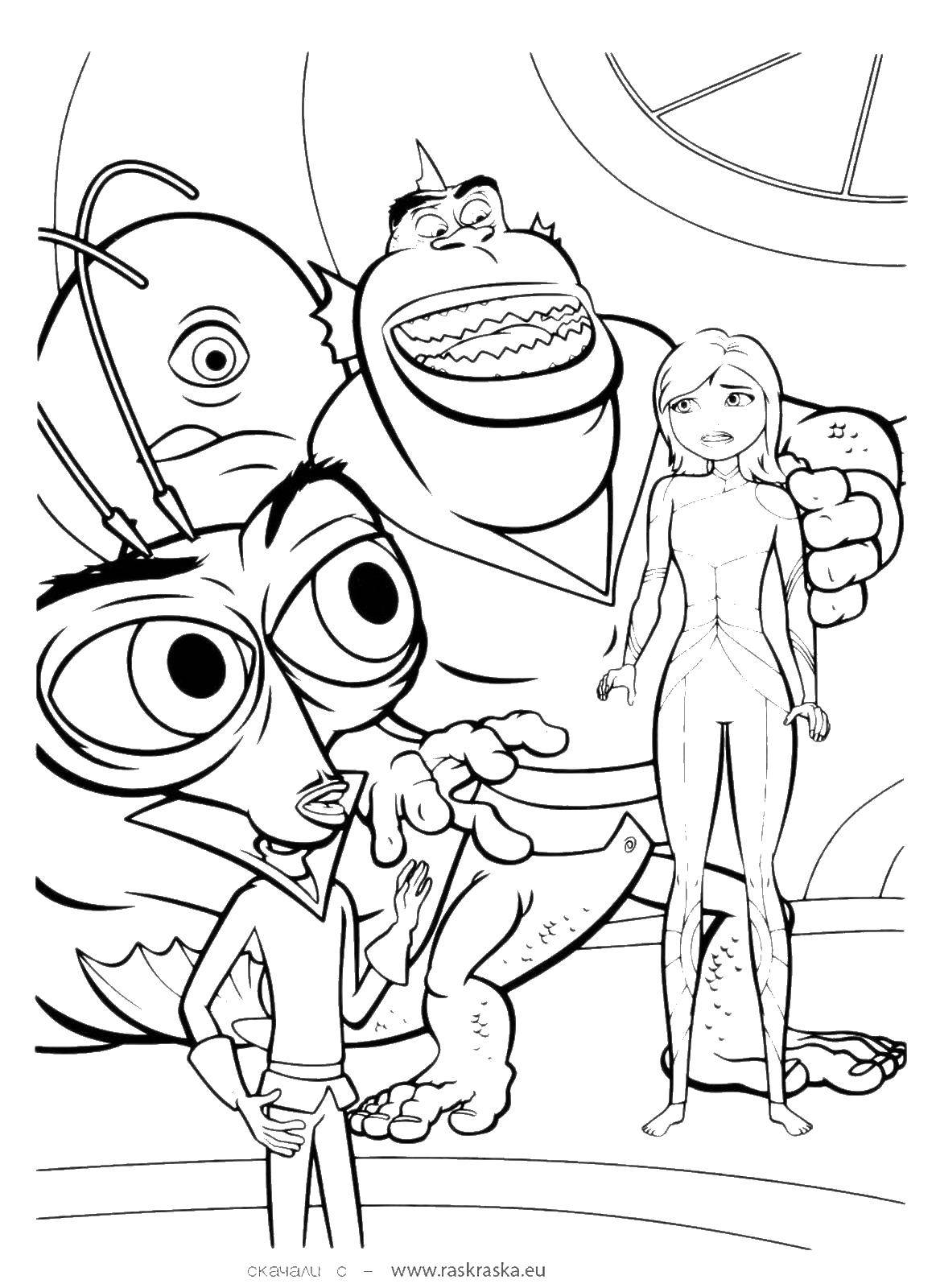 Раскраска монстра из мультфильма Монстры против пришельцев (монстры)