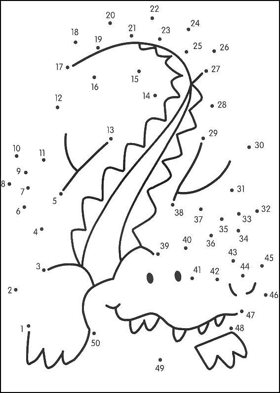 Раскраска по точкам крокодил для детей (крокодил)