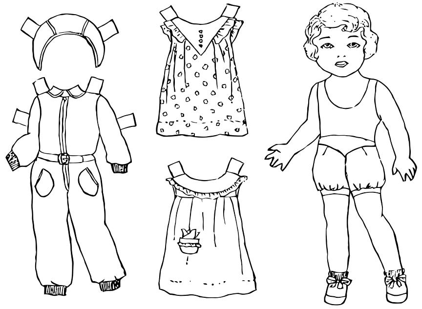 Раскрашенная кукла с различными нарядами