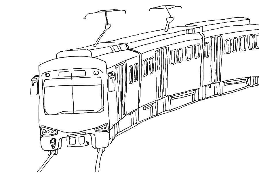 Раскраска с поездом на рельсах (рельсы, дети)