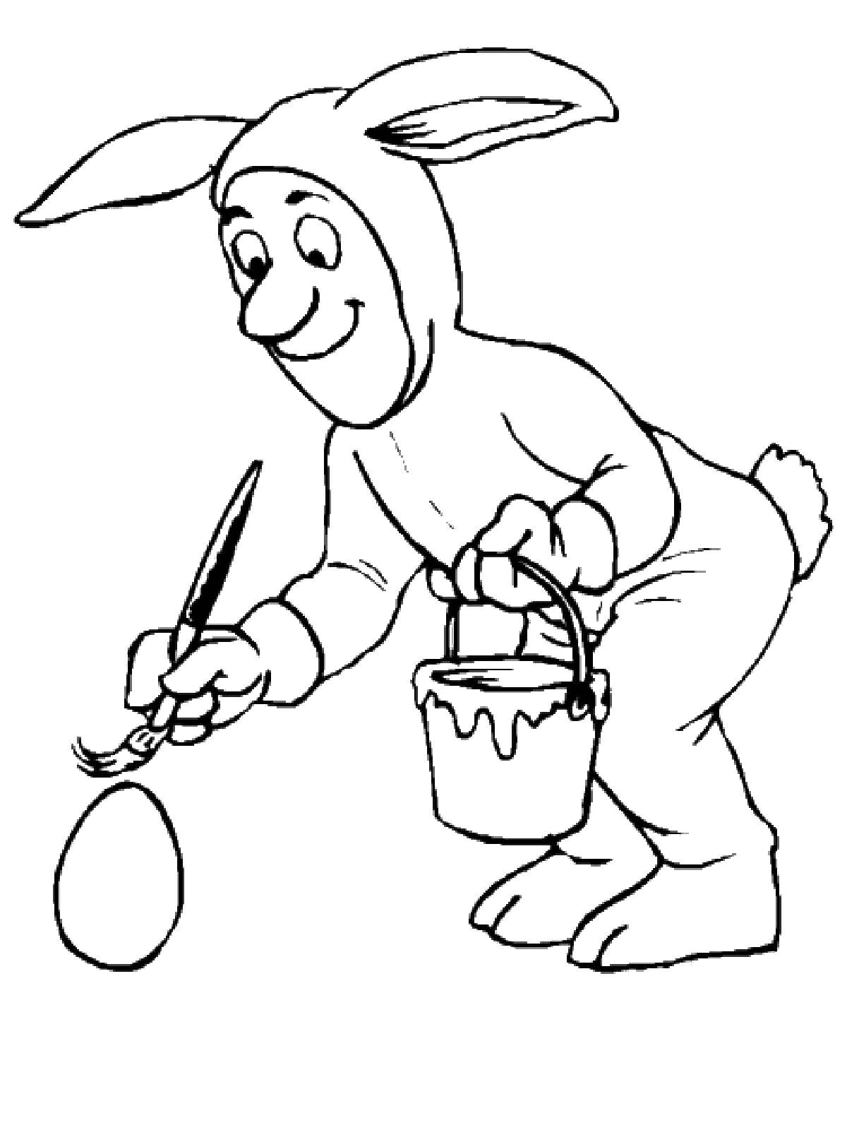 Раскраски пасха Пасхальный кролик, яйцо (пасхальный, яйцо, дети)