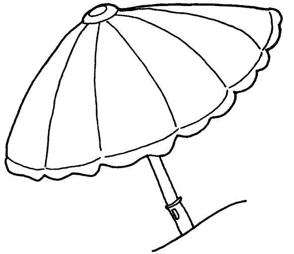 Раскраска с изображением Пляж зонт, отдых (отдых)