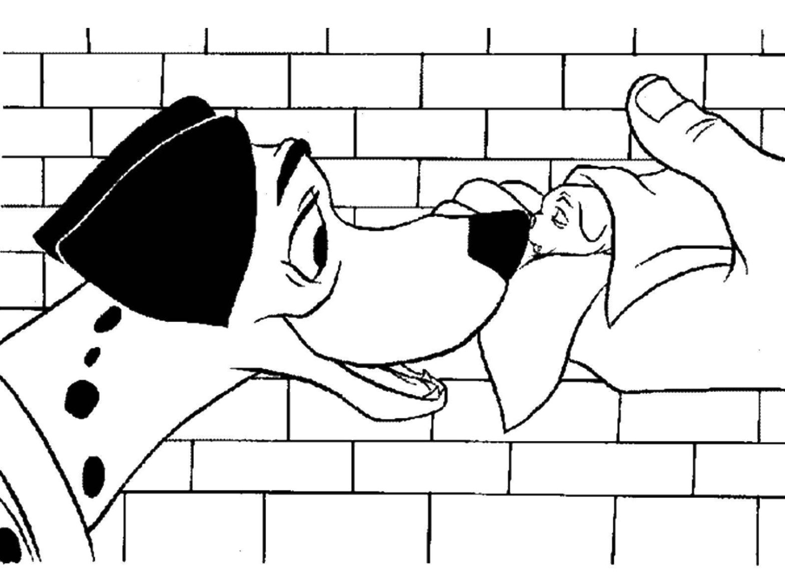 Раскраска Понго нюхает щенка - из мультфильма (Понго)