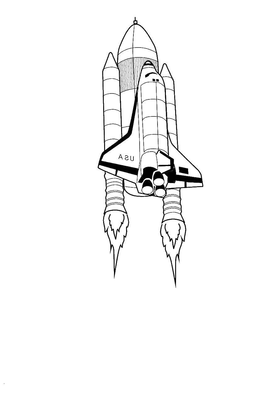 Раскраска ракеты и космоса для детей (ракета, космос)