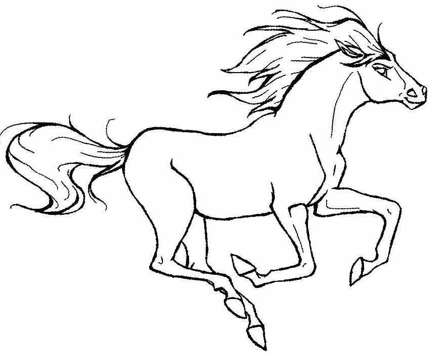 Раскраска лошадь скачет - идеальное занятие для мальчиков (лошадь)