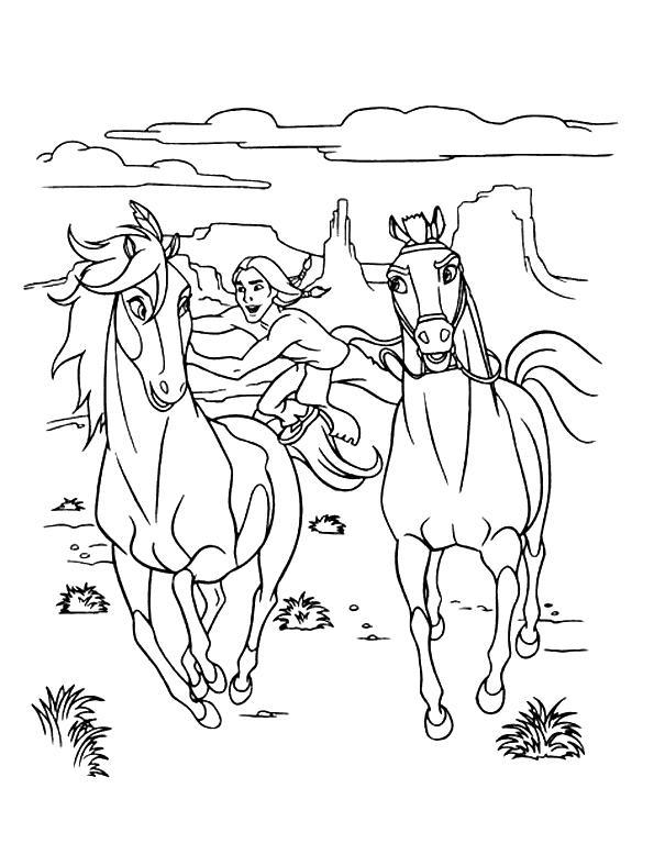 Раскраски лошади и индеец - раскраски для мальчиков (лошади, индеец)