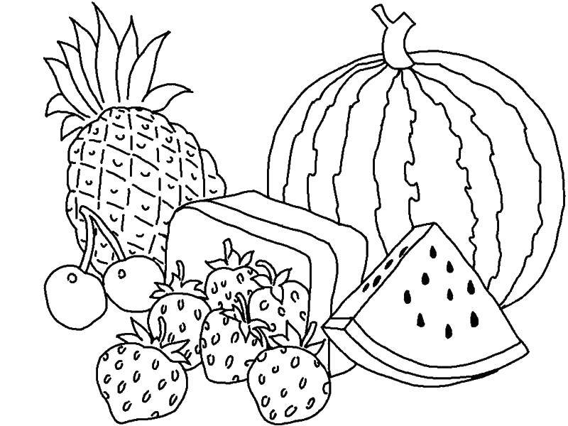 Раскраска фрукты для девочек (фрукты)