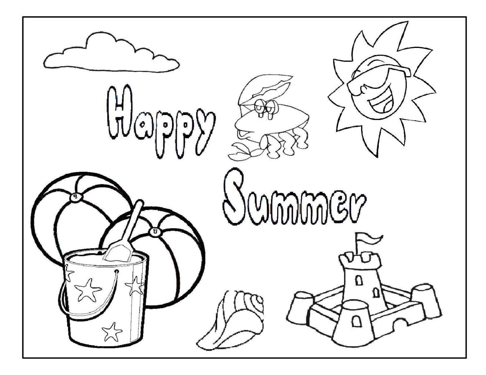 Раскраска с изображением летних развлечений (Лето)