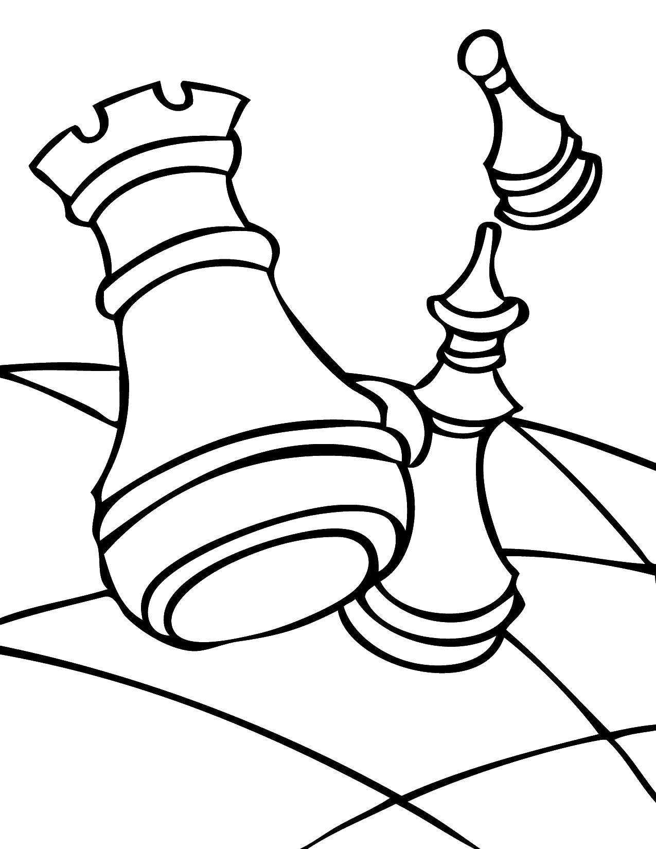 Раскраска с изображением шахматной доски и фигур (игра)